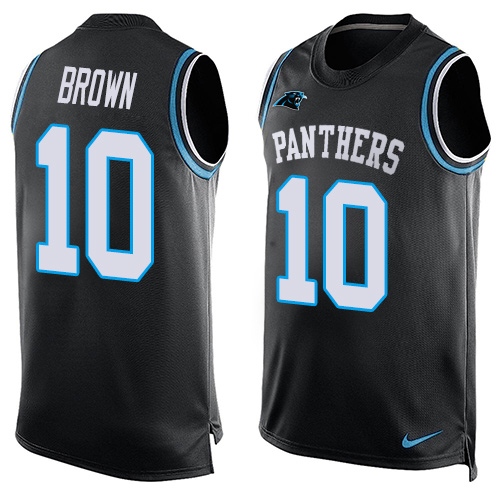 Men's Limited Corey Brown Nike Jersey Black - #10 Player Name & Number Tank Top NFL Carolina Panthers